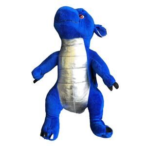 Animaland Dragon Plush Blue Silver 15" Red Eyes 2011 Stuffed Animal 15" Ice Fire